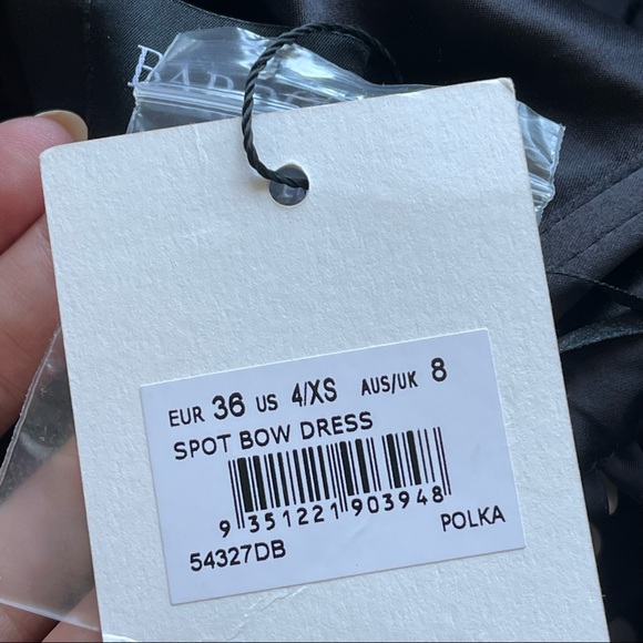 Bardot Bow Mini Dress Polka Dot Black Size XS - Picture 6 of 7